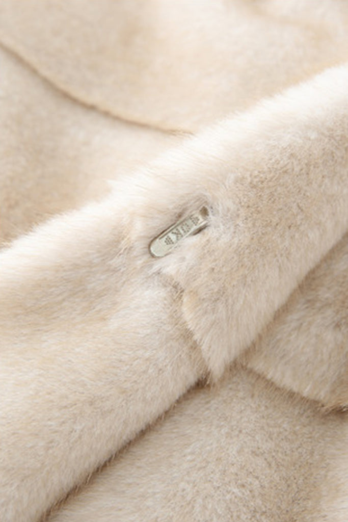 Oversized Horizontal Faux Mink Fur Longline Coat  Fibflx
