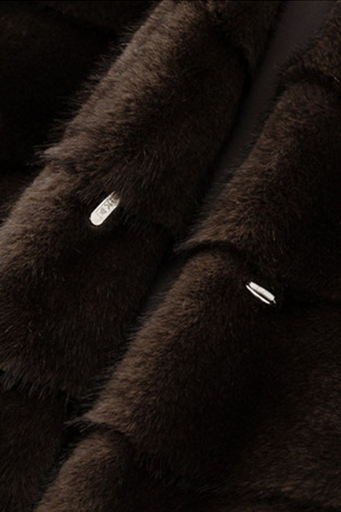 Oversized Horizontal Faux Mink Fur Longline Coat  Fibflx