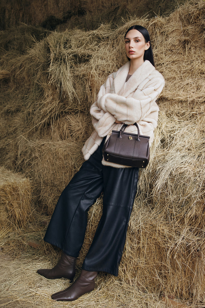 Oversized Horizontal Faux Mink Fur Short Shawl Coat  Fibflx