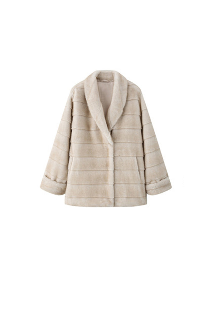 Oversized Horizontal Faux Mink Fur Short Shawl Coat  Fibflx