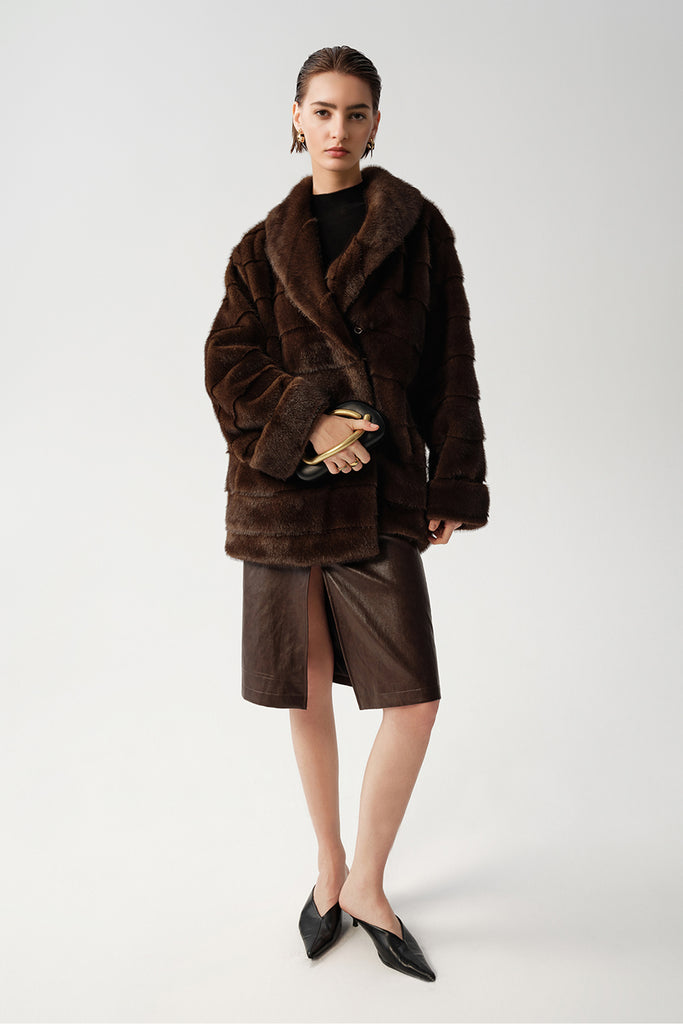 Oversized Horizontal Faux Mink Fur Short Shawl Coat  Fibflx