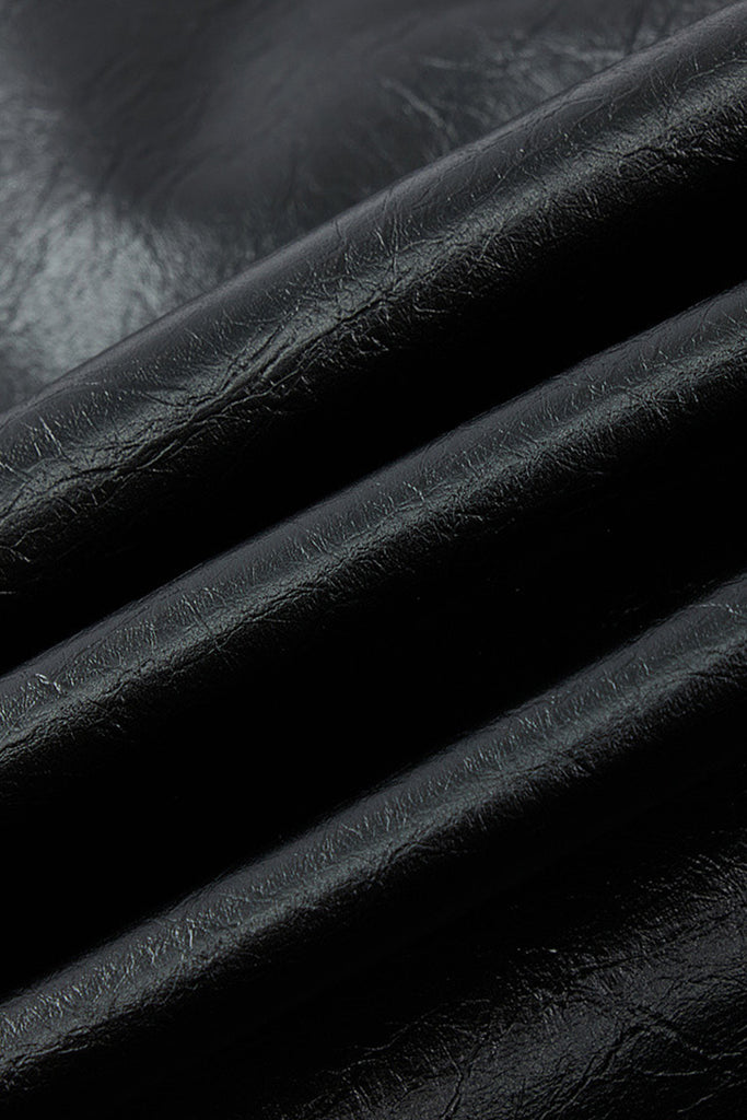 Oversized Leather Single-Breasted Blazer Jacket  Fibflx