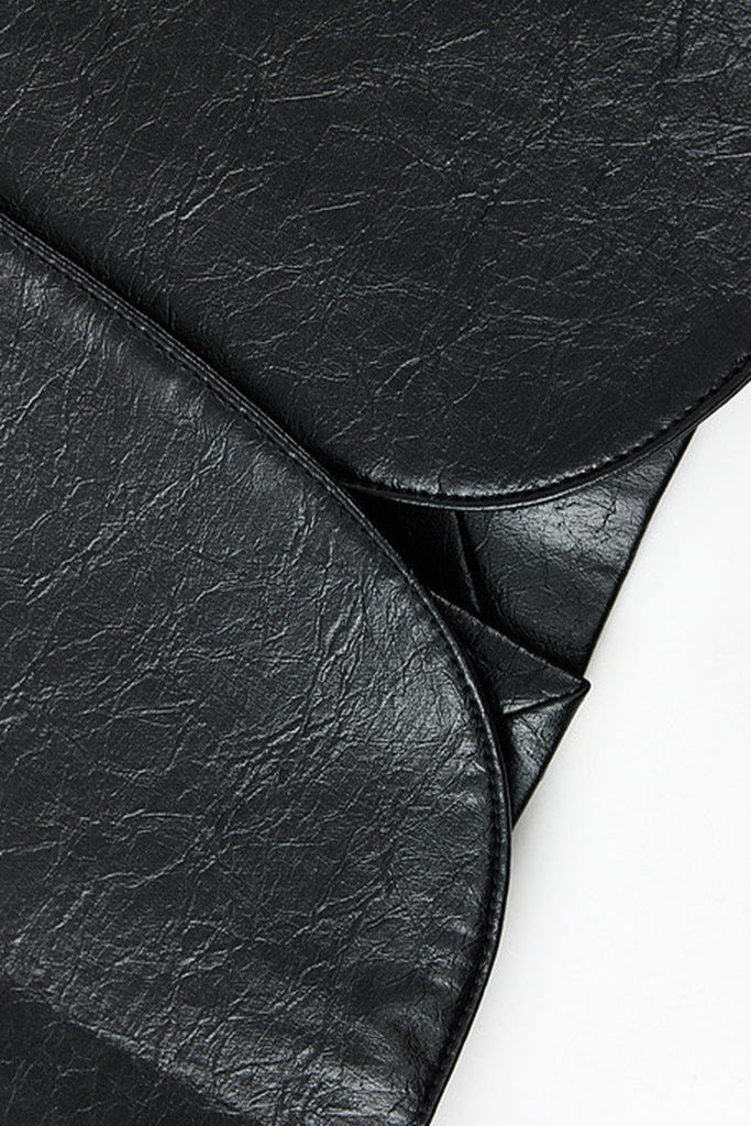 Oversized Leather Single-Breasted Blazer Jacket  Fibflx