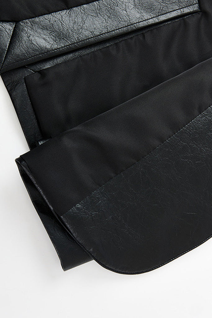 Oversized Leather Single-Breasted Blazer Jacket  Fibflx