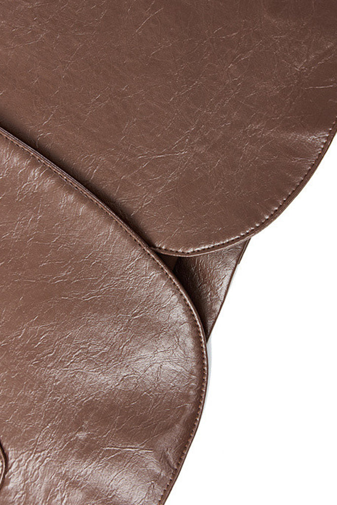 Oversized Leather Single-Breasted Blazer Jacket  Fibflx