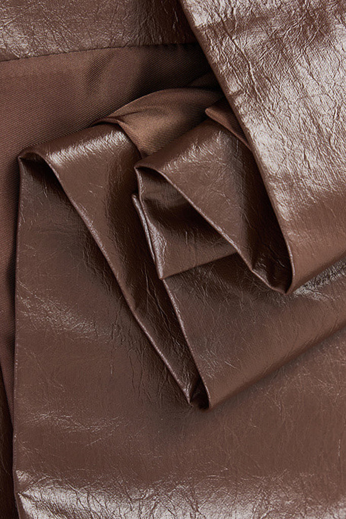 Oversized Leather Single-Breasted Blazer Jacket  Fibflx