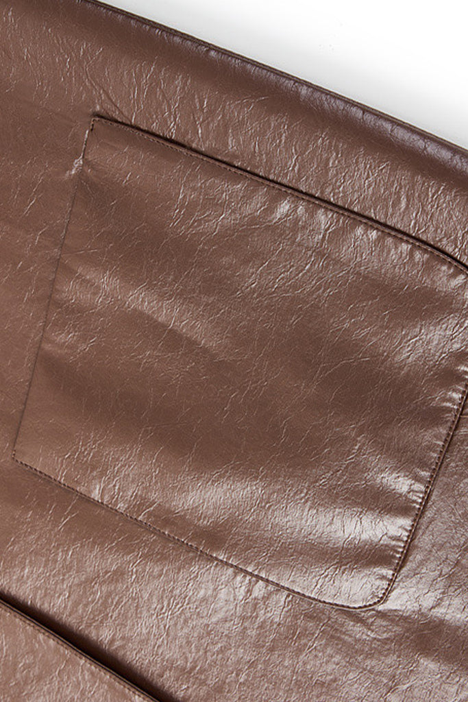 Oversized Leather Single-Breasted Blazer Jacket  Fibflx