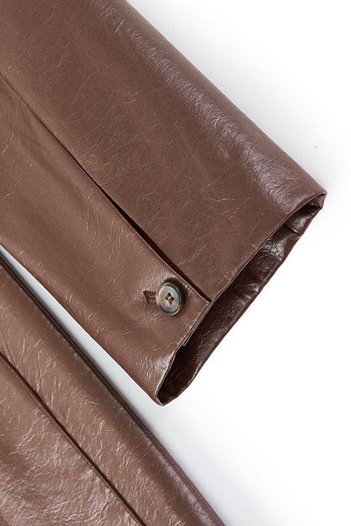 Oversized Leather Single-Breasted Blazer Jacket  Fibflx