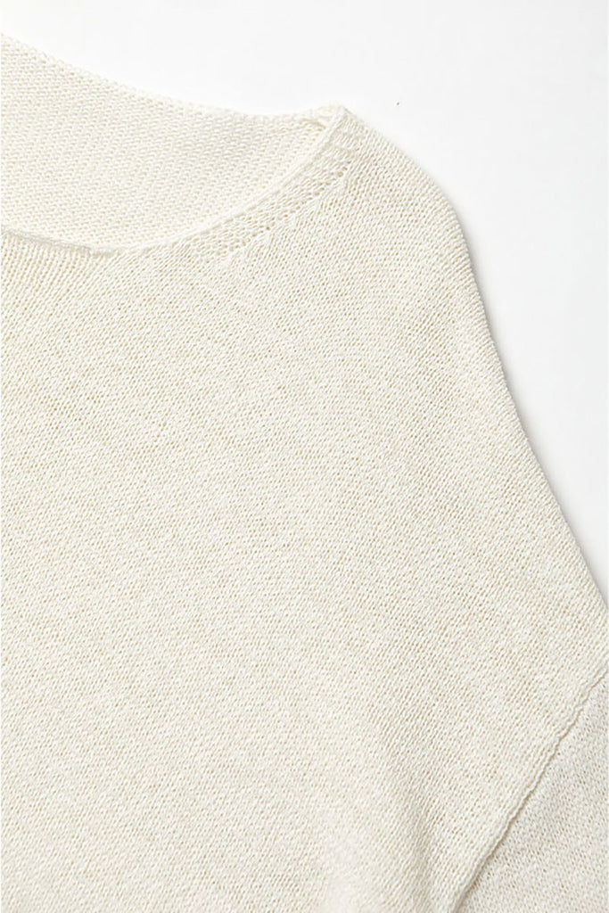 Oversized Linen-Cotton Knit Long-Sleeve Drop-Shoulder T-Shirt  Fibflx