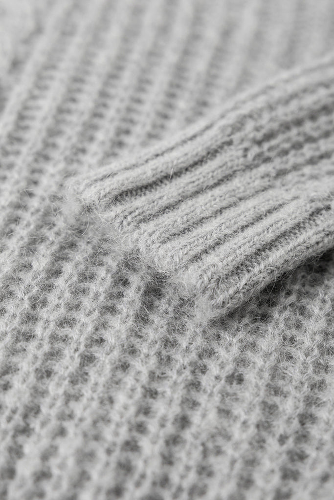 Oversized Mohair-Wool Open Knit V-Neck Cable Sweater  Fibflx