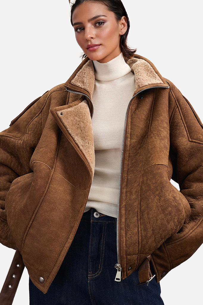 Vintage shearling bomber jacket 2025