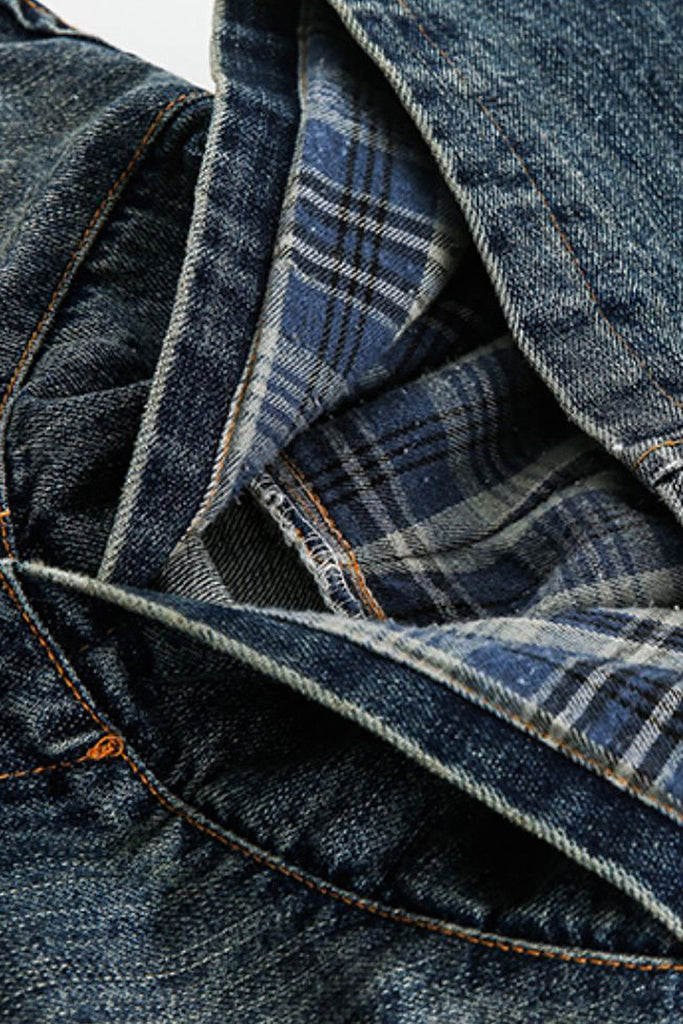 Oversized Washed Denim Hooded Jacket  Fibflx