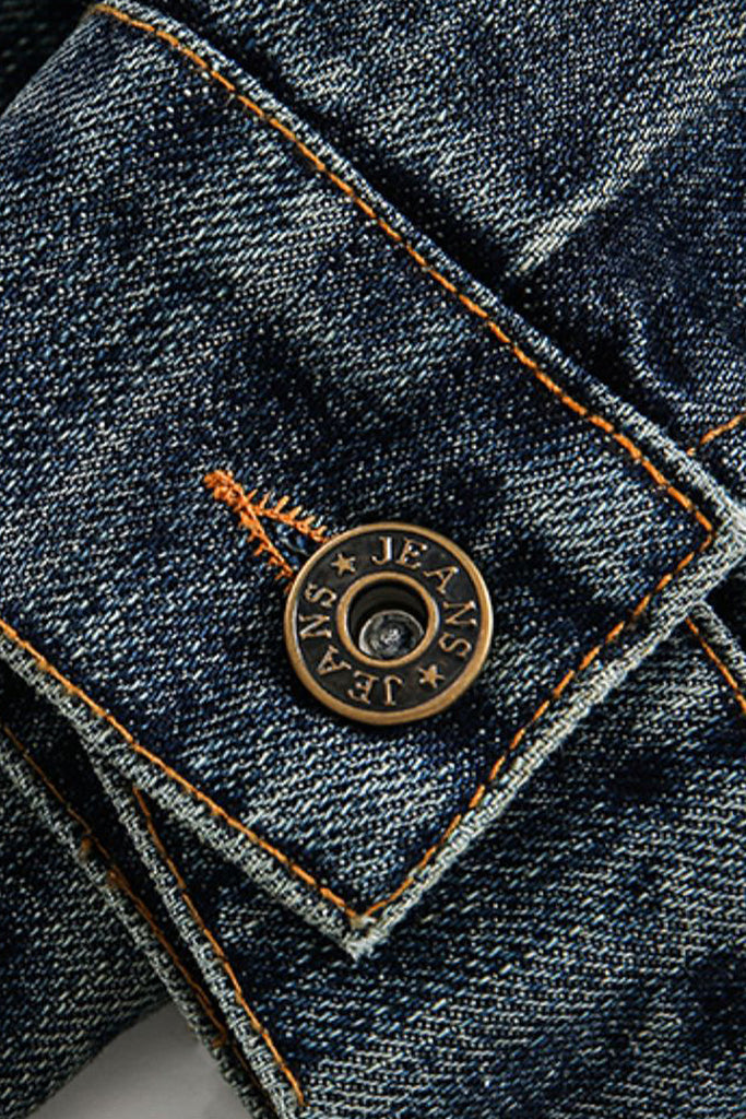 Oversized Washed Denim Hooded Jacket  Fibflx