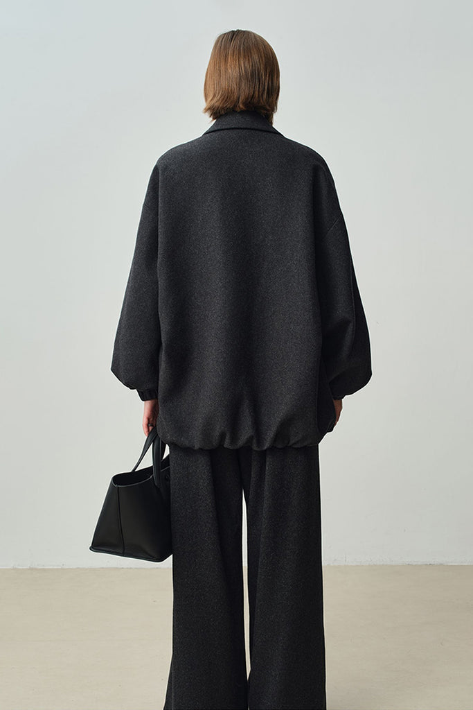 Oversized Wool-Cashmere One-Button Jacket  Fibflx