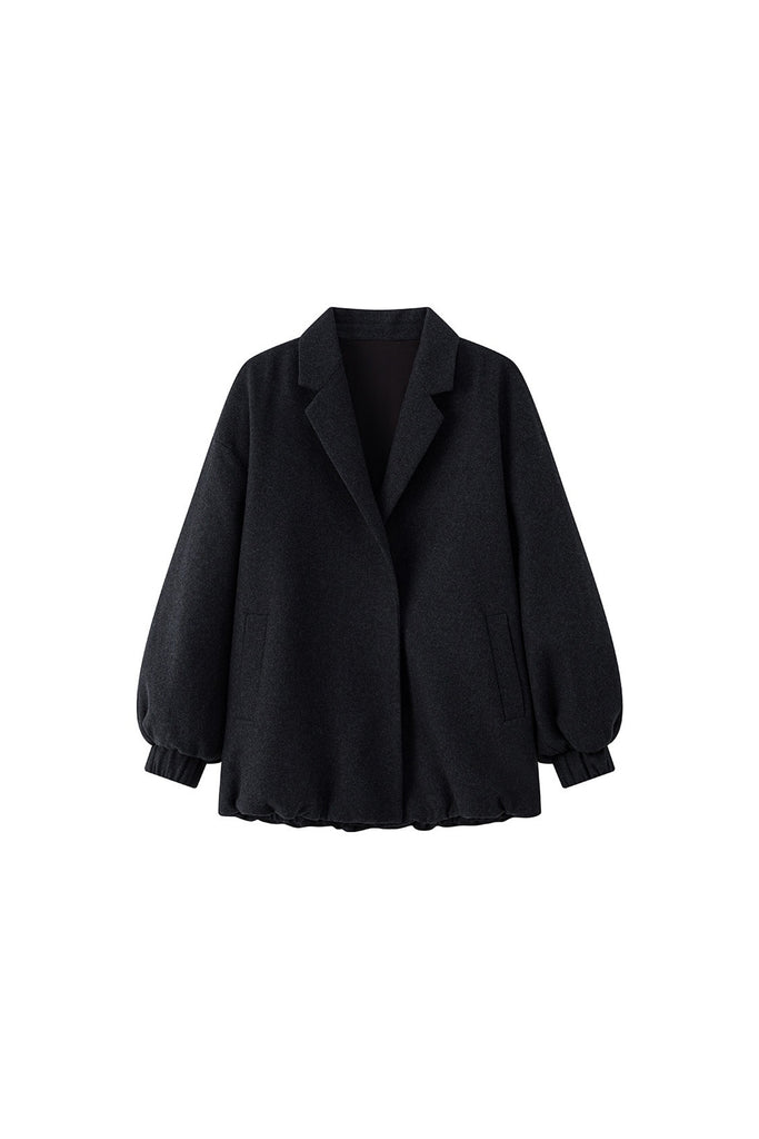 Oversized Wool-Cashmere One-Button Jacket  Fibflx