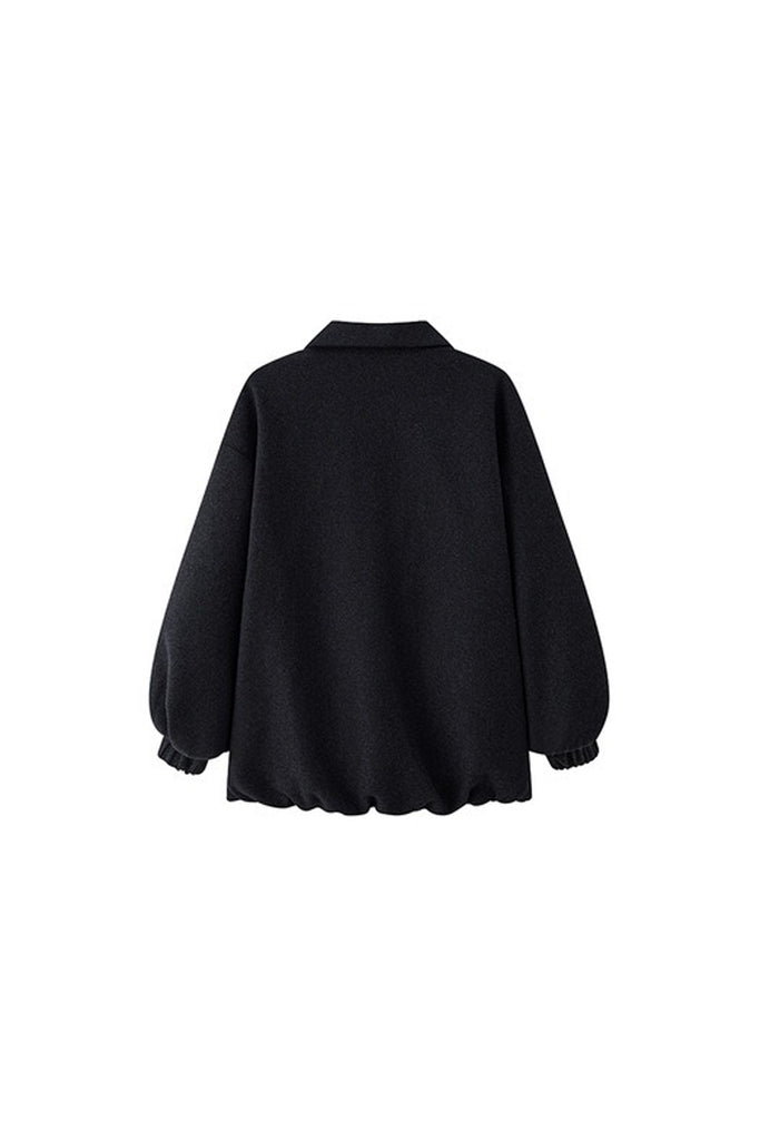 Oversized Wool-Cashmere One-Button Jacket  Fibflx