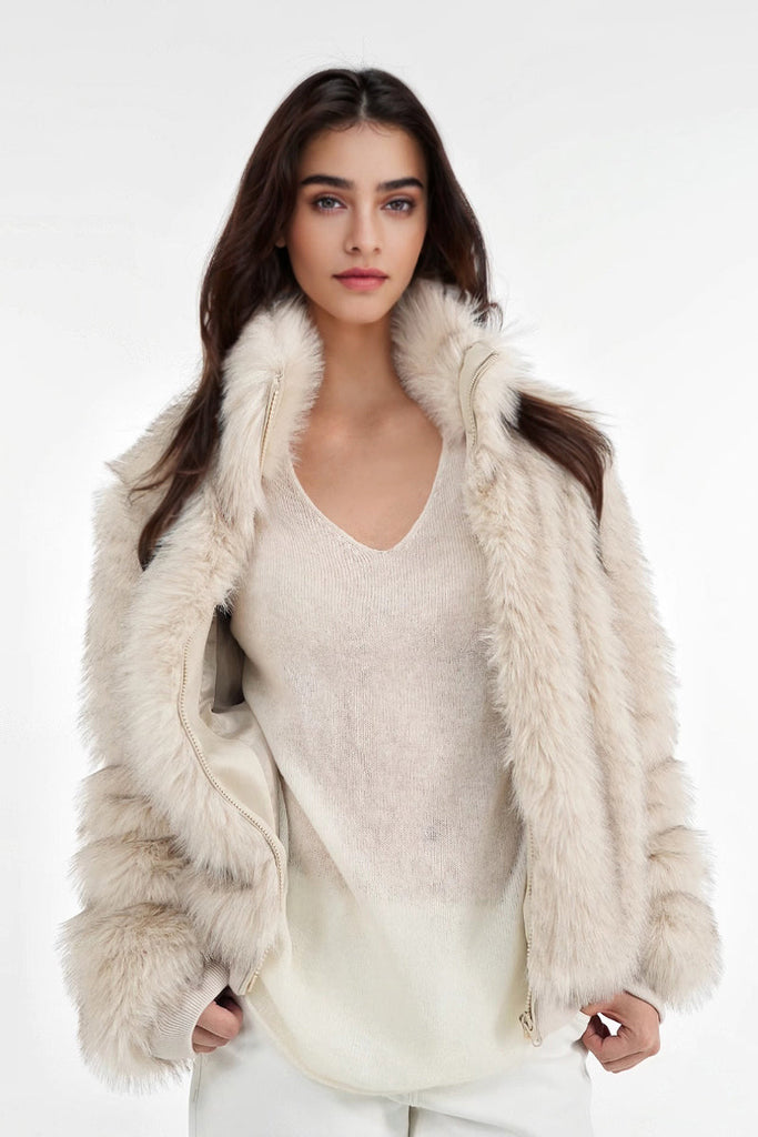 Oversized Wool-Mohair Blend V-Neck Pullover Sweater in Burgundy Fibflx