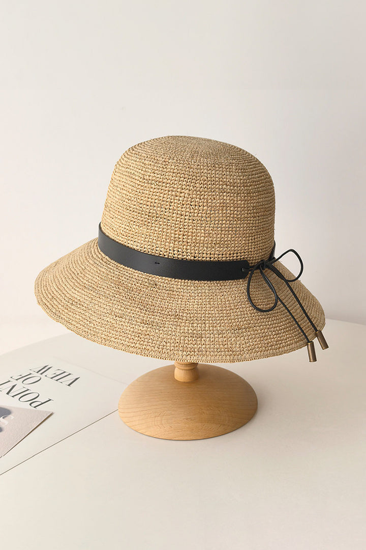 Packable Floppy Straw Hat with Bow  Fibflx