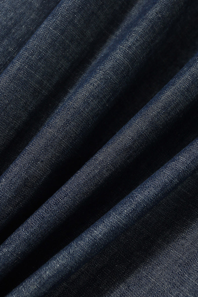 Paneled Sleeveless Denim A-Line Dress with Belt  Fibflx