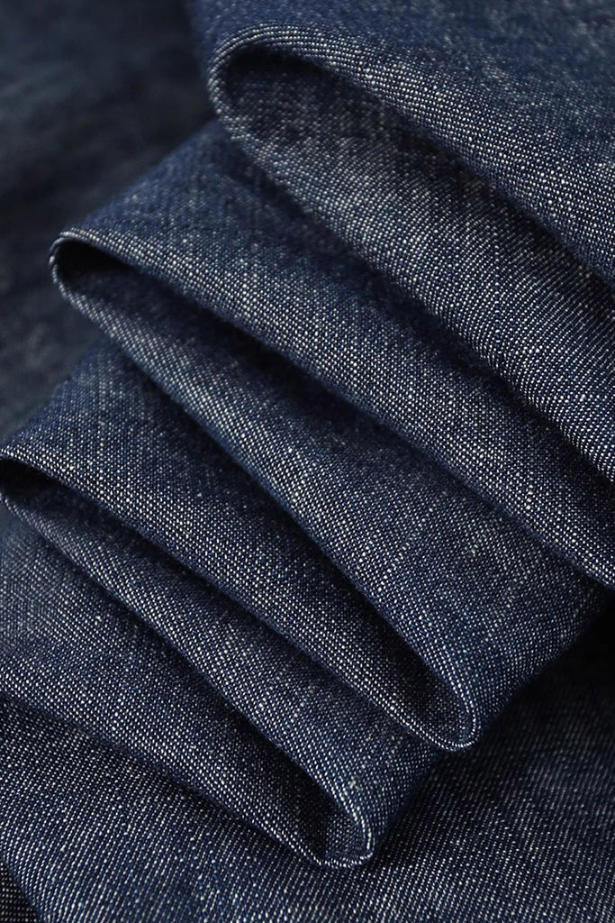 Paneled Sleeveless Denim A-Line Dress with Belt  Fibflx