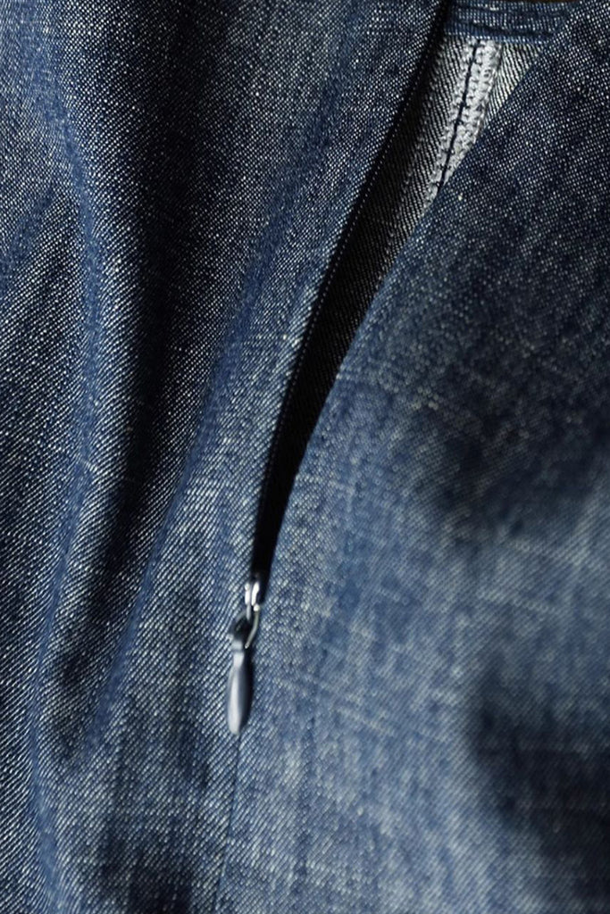 Paneled Sleeveless Denim A-Line Dress with Belt  Fibflx