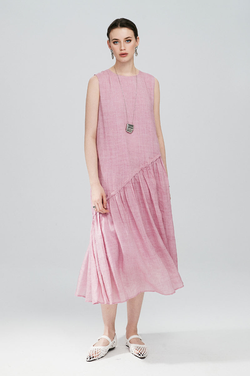tiered linen swing dress Quince Women's Sleeveless Swing Dress in Blue Pinstripe, Large Size, Made from 100% European Linen
