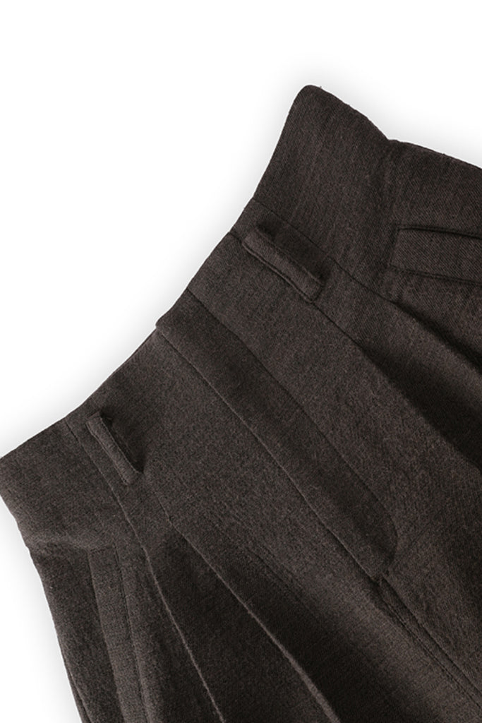 Pleated Cotton-Linen A-Line Midi Skirt with Slits  Fibflx