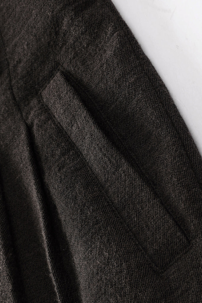 Pleated Cotton-Linen A-Line Midi Skirt with Slits  Fibflx