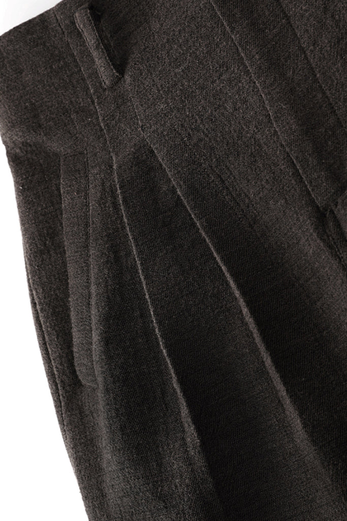 Pleated Cotton-Linen A-Line Midi Skirt with Slits  Fibflx