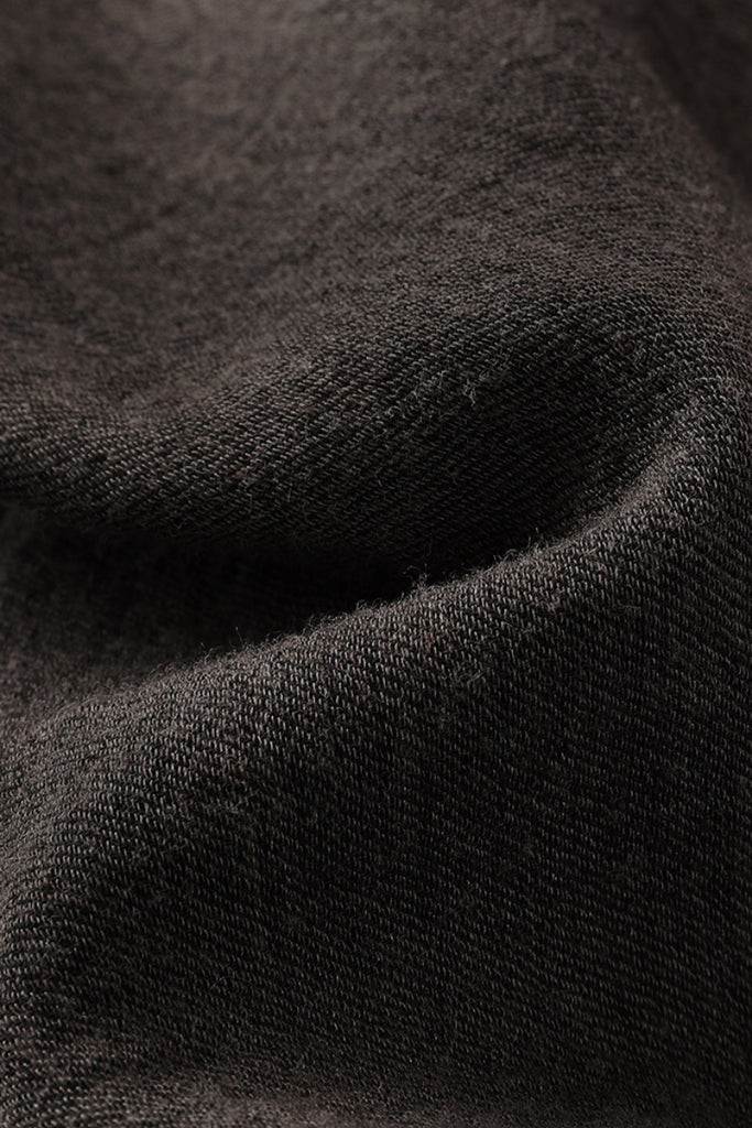 Pleated Cotton-Linen A-Line Midi Skirt with Slits  Fibflx