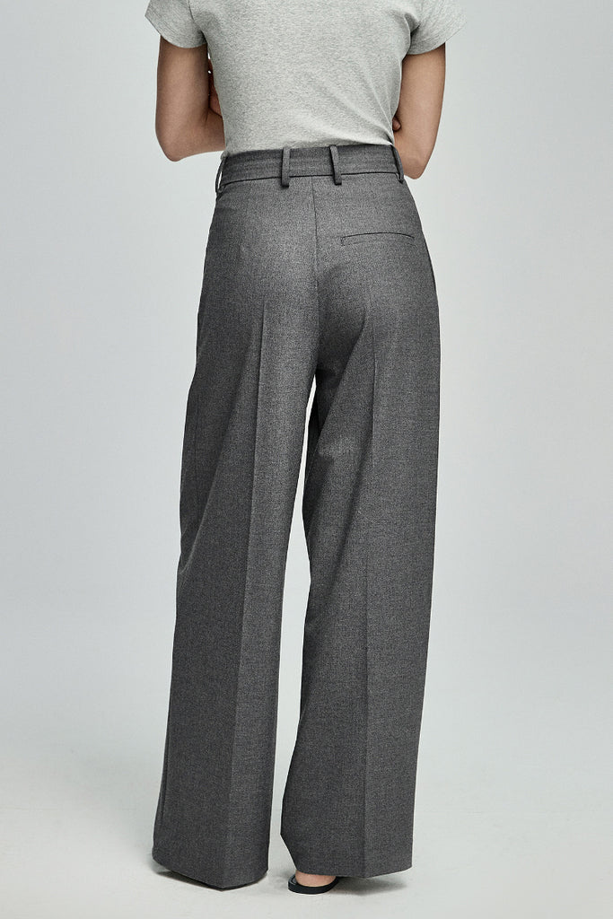 Pleated Wool-Blend High-Waisted Wide-Leg Dress Pants  Fibflx
