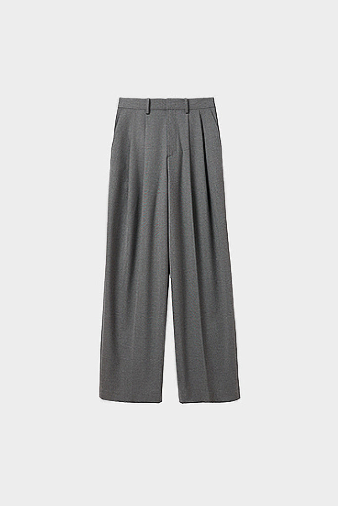 Pleated Wool-Blend High-Waisted Wide-Leg Dress Pants  Fibflx