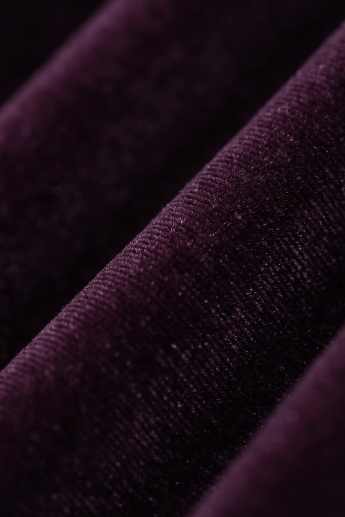 Purple Velvet Long Sleeve Lace V-Neck Maxi Dress  Fibflx