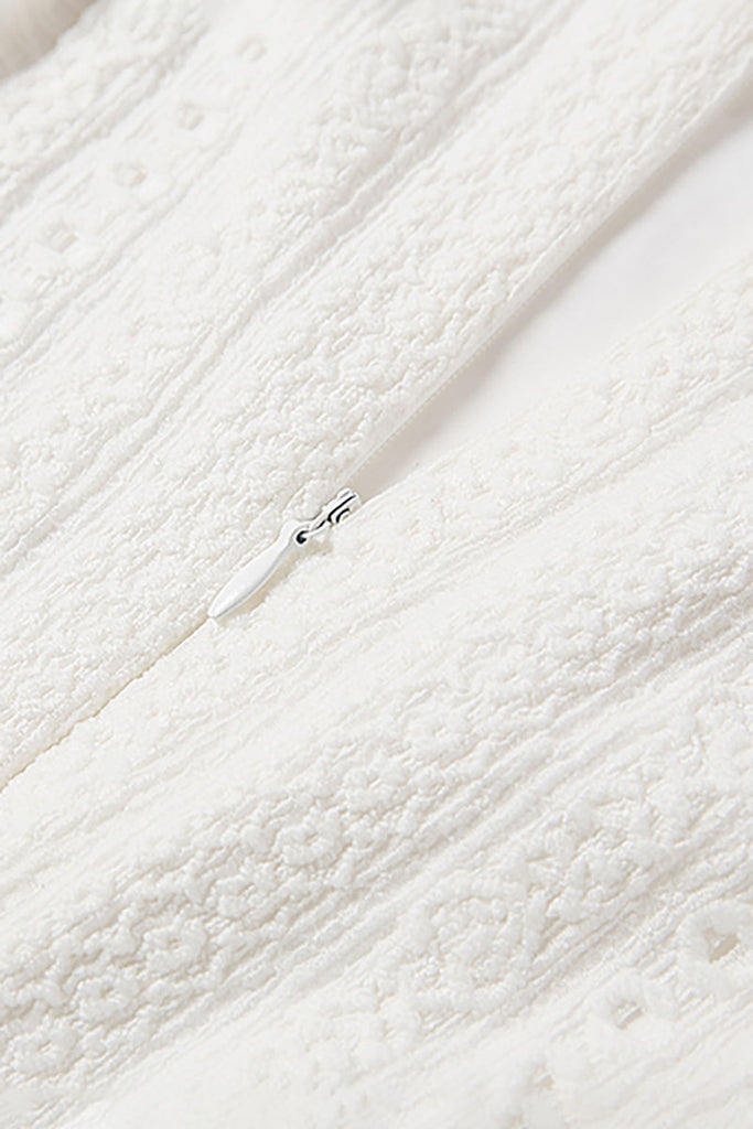 White Embroidered Lace Fit & Flare Midi Dress  Fibflx