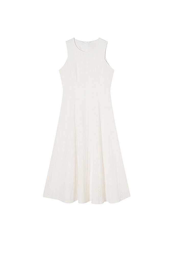 White Embroidered Lace Fit & Flare Midi Dress  Fibflx