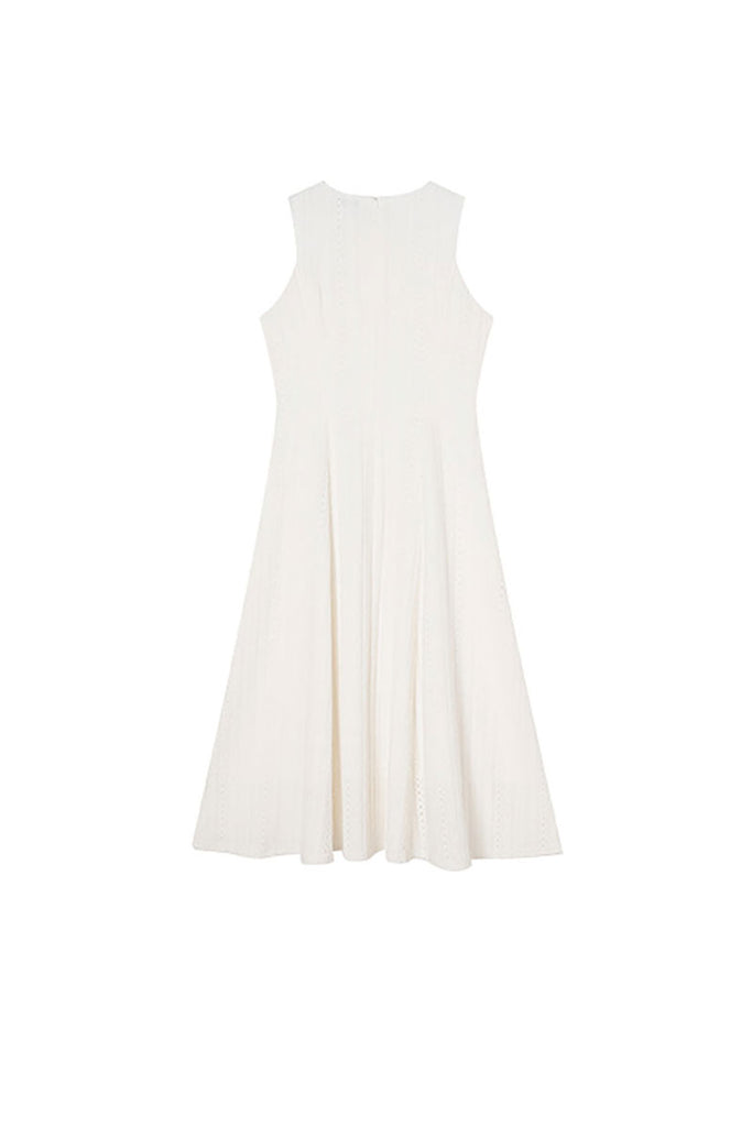 White Embroidered Lace Fit & Flare Midi Dress  Fibflx