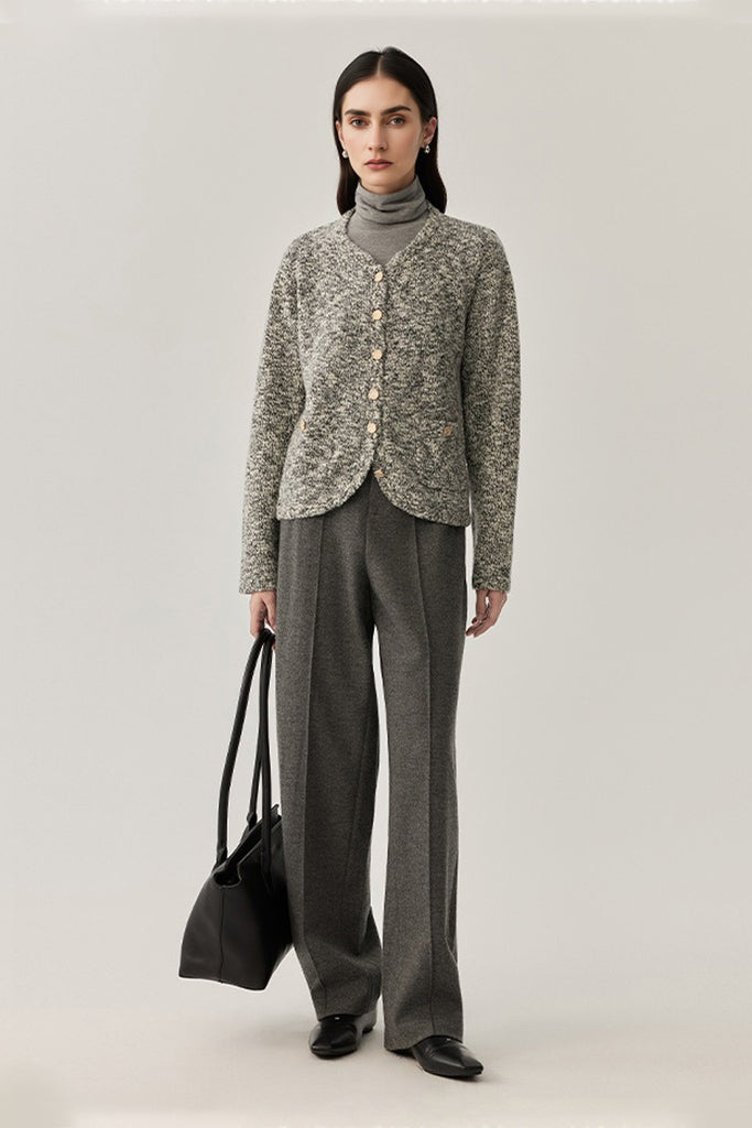 Refined Wool Marled Slub Cardigan Jacket  Fibflx