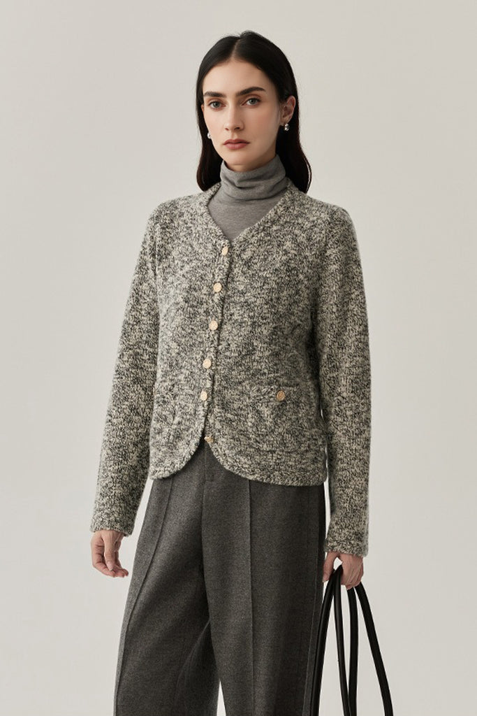 Refined Wool Marled Slub Cardigan Jacket  Fibflx
