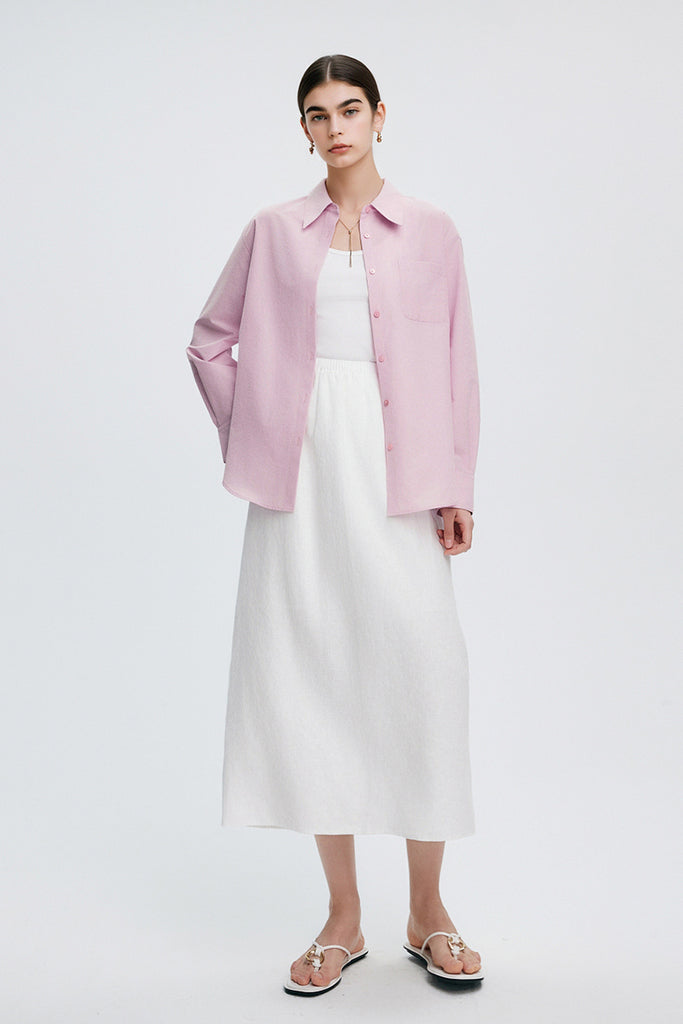 Relaxed Button Down Shirt with Pocket in Cotton  Fibflx