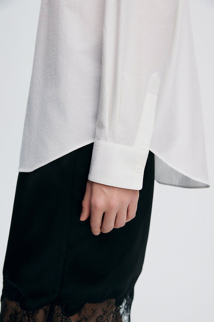 Relaxed Button Down Shirt with Pocket in Cotton  Fibflx