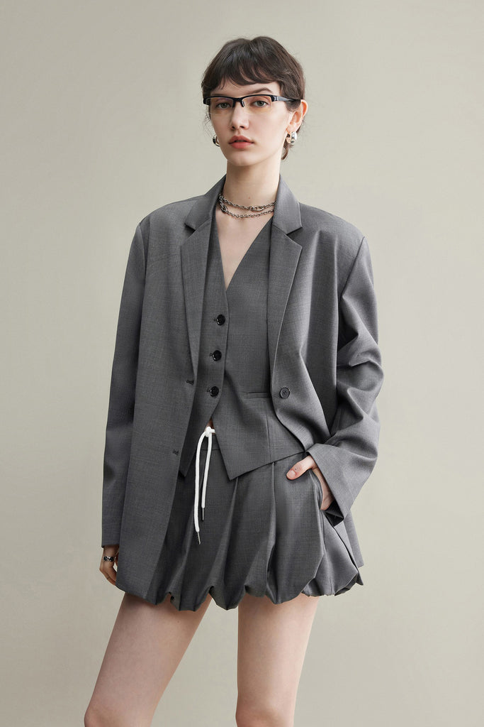 Relaxed Fit Single-Breasted Blazer  Fibflx
