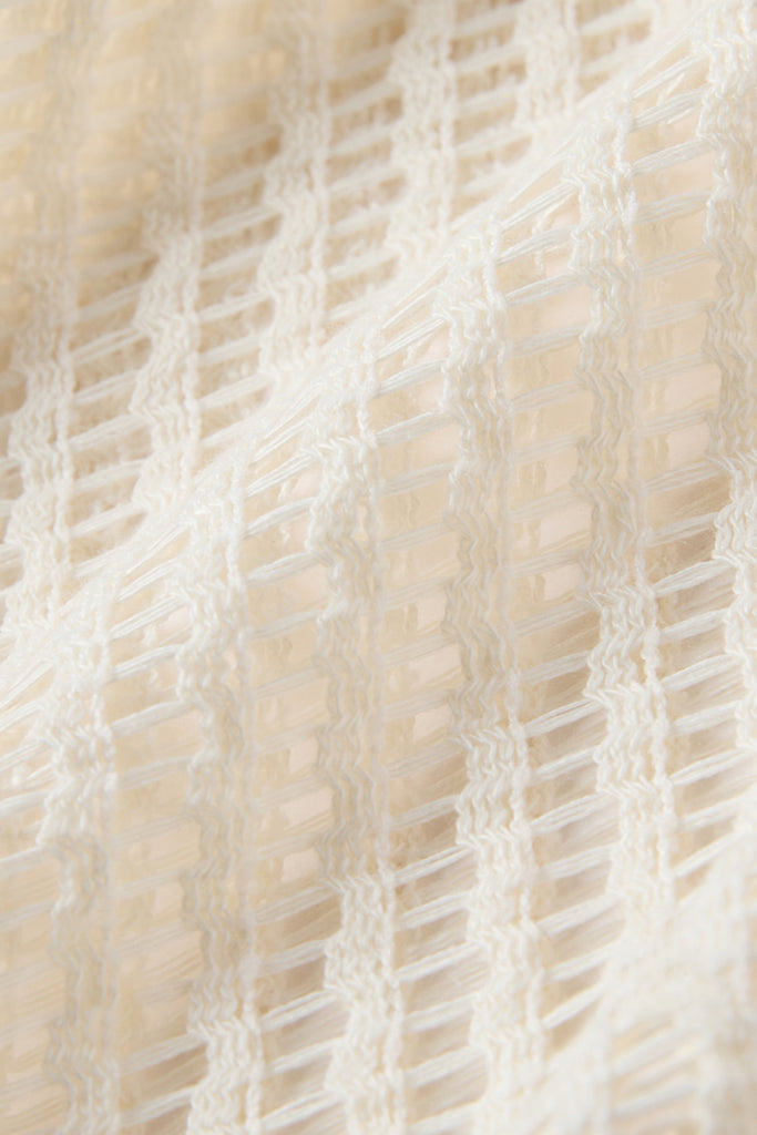 Relaxed Open-Knit Sheer Long-Sleeve Beach Cover-Up Top  Fibflx