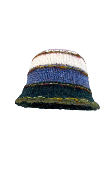 Fibflx Women's Retro Colorblock Striped Knit Bucket Hat