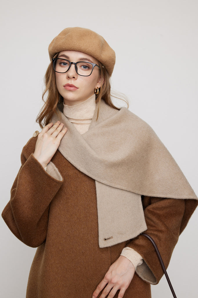 Reversible Alpaca Wool-Silk Double-Faced Scarf Coat  Fibflx