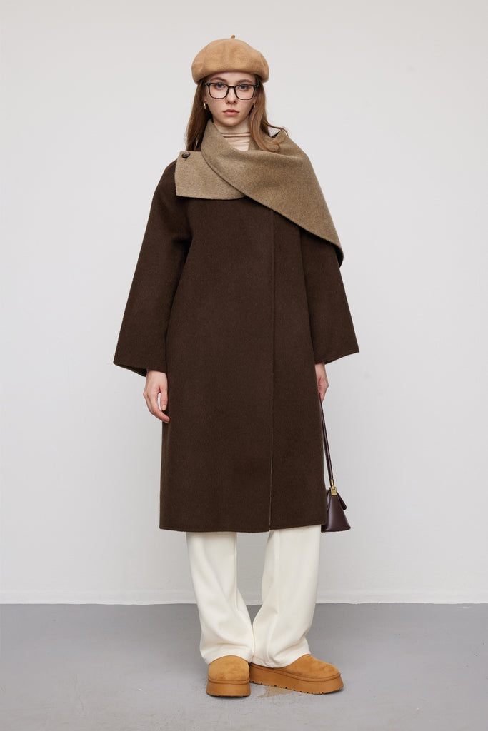 Reversible Alpaca Wool-Silk Double-Faced Scarf Coat  Fibflx