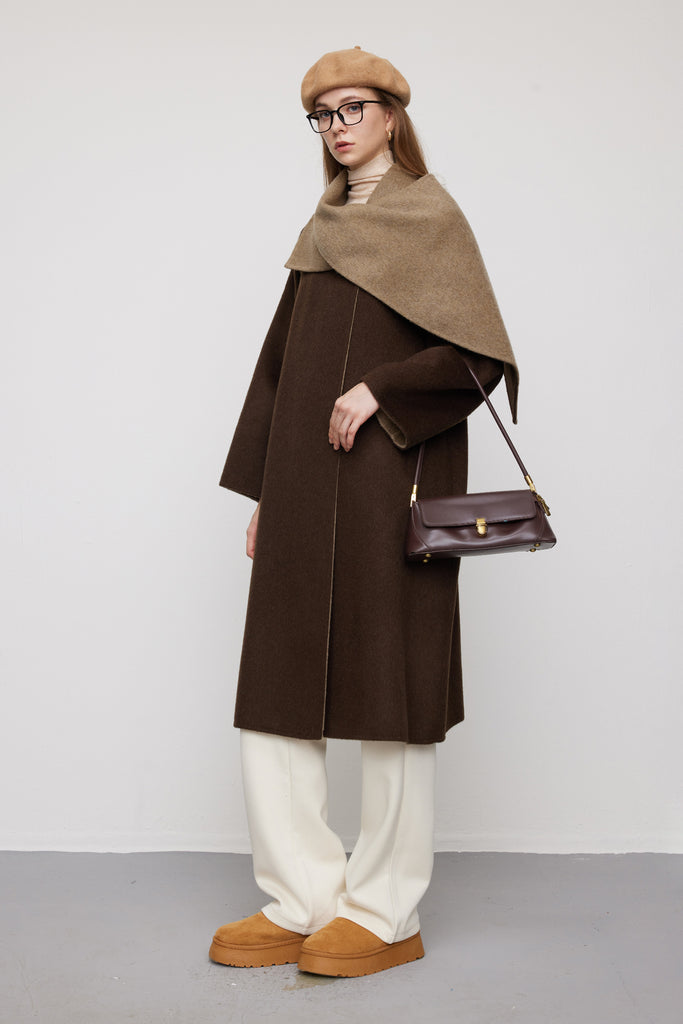 Reversible Alpaca Wool-Silk Double-Faced Scarf Coat  Fibflx