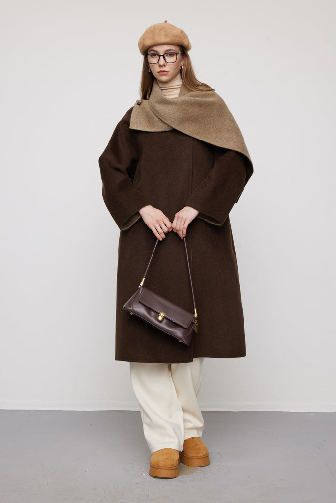 Reversible Alpaca Wool-Silk Double-Faced Scarf Coat  Fibflx