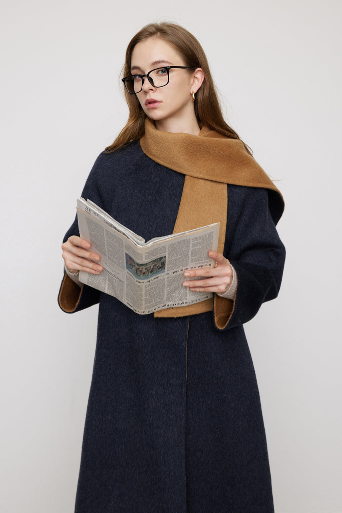 Reversible Alpaca Wool-Silk Double-Faced Scarf Coat  Fibflx