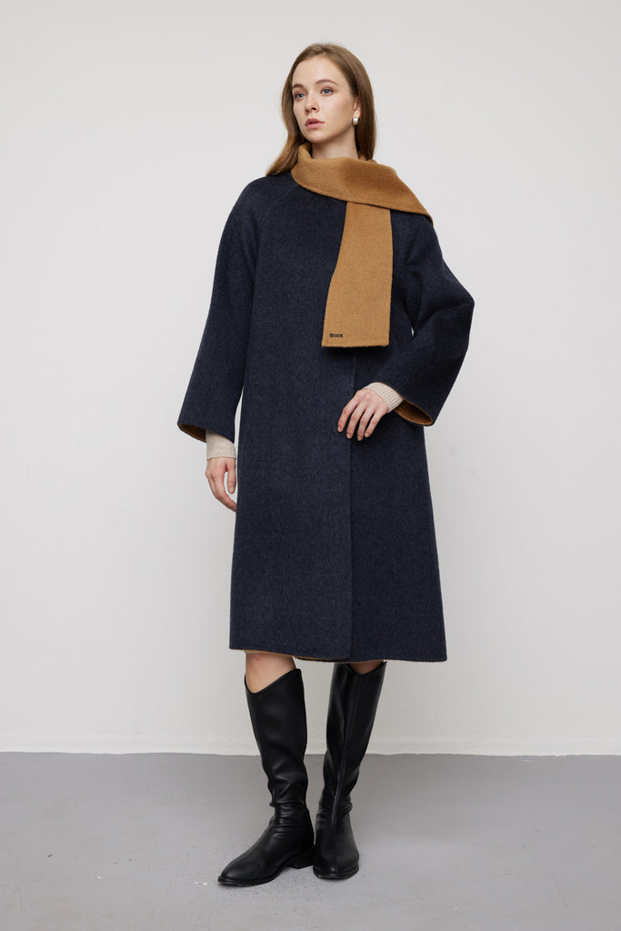 Reversible Alpaca Wool-Silk Double-Faced Scarf Coat  Fibflx