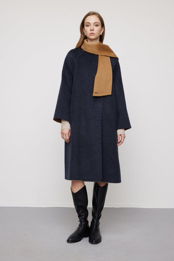 Reversible Alpaca Wool-Silk Double-Faced Scarf Coat  Fibflx